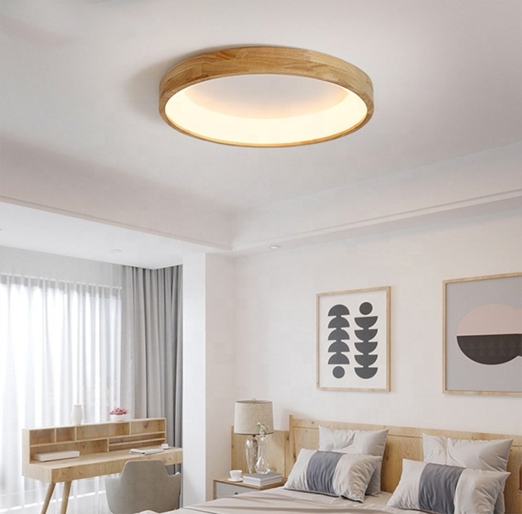 Indoor nordic modern  living room round square rectangle wood wooden LED ceiling light for living room lamp Light Fixture