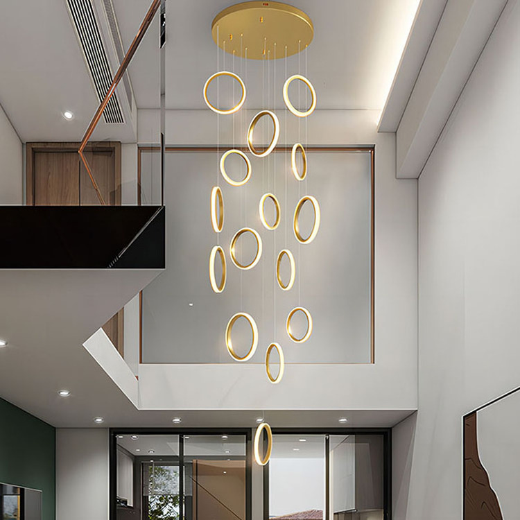 Stair chandelier Modern simple living room villa duplex high spiral stairwell long chandelier loft apartment light