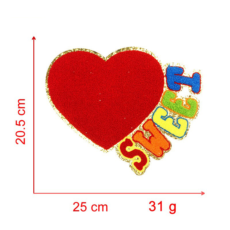 Valentine's Day heart Iron On LOVE Patches Towel Chenille Patches Custom Logo Glue On Patches