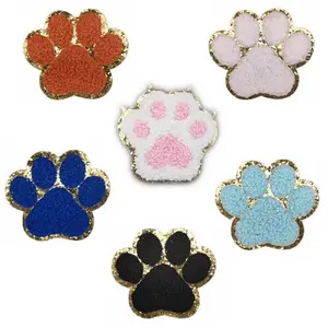 Cartoon Claw Iron On Patches Towel Chenille Patches Custom Embroidery Letter Applique Logo Glue On Patches