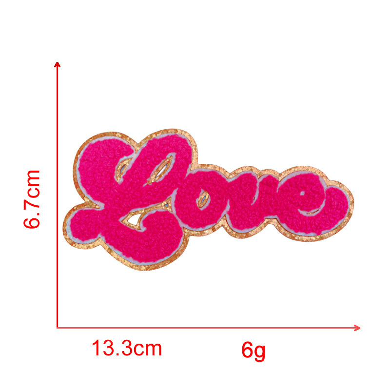 Valentine's Day Iron On LOVE Patches Towel Chenille Patches Custom Logo Glue On Patches