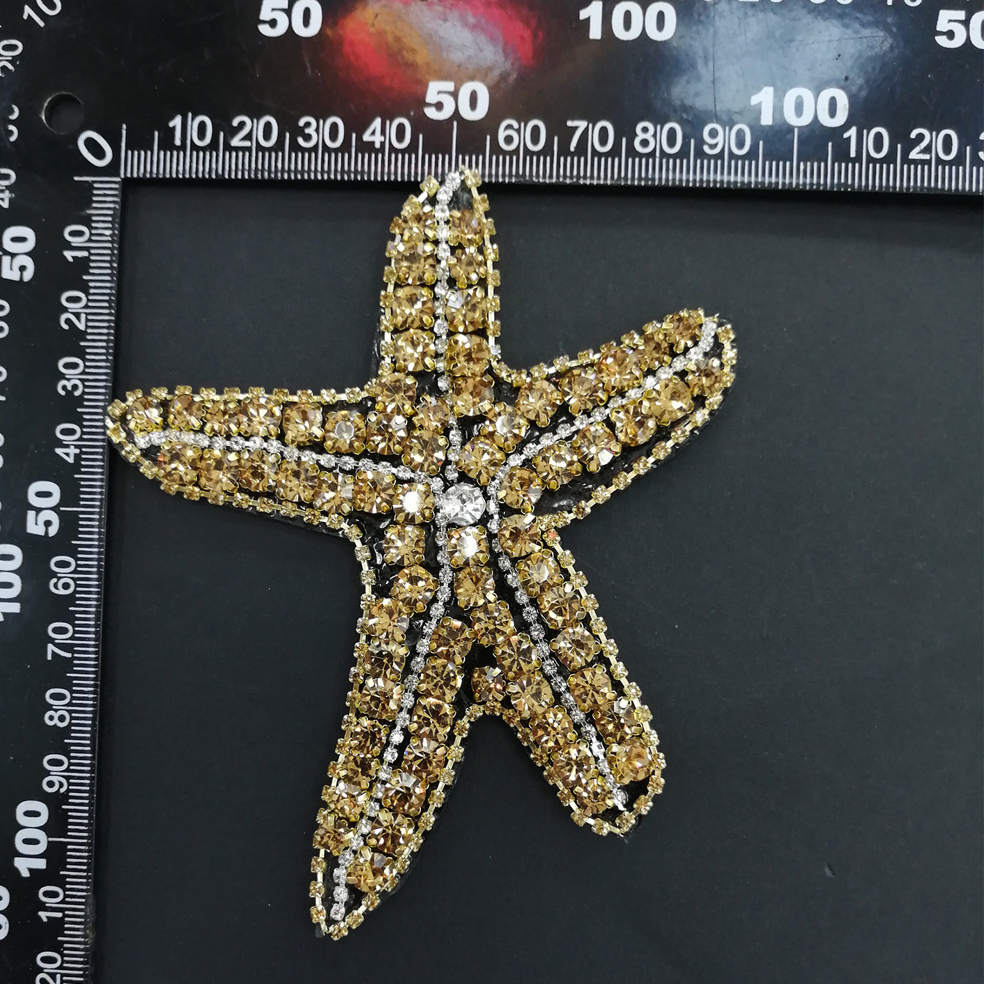 Bling bling sea star rhinestone beaded patch handmade crystal applique patch for clothing