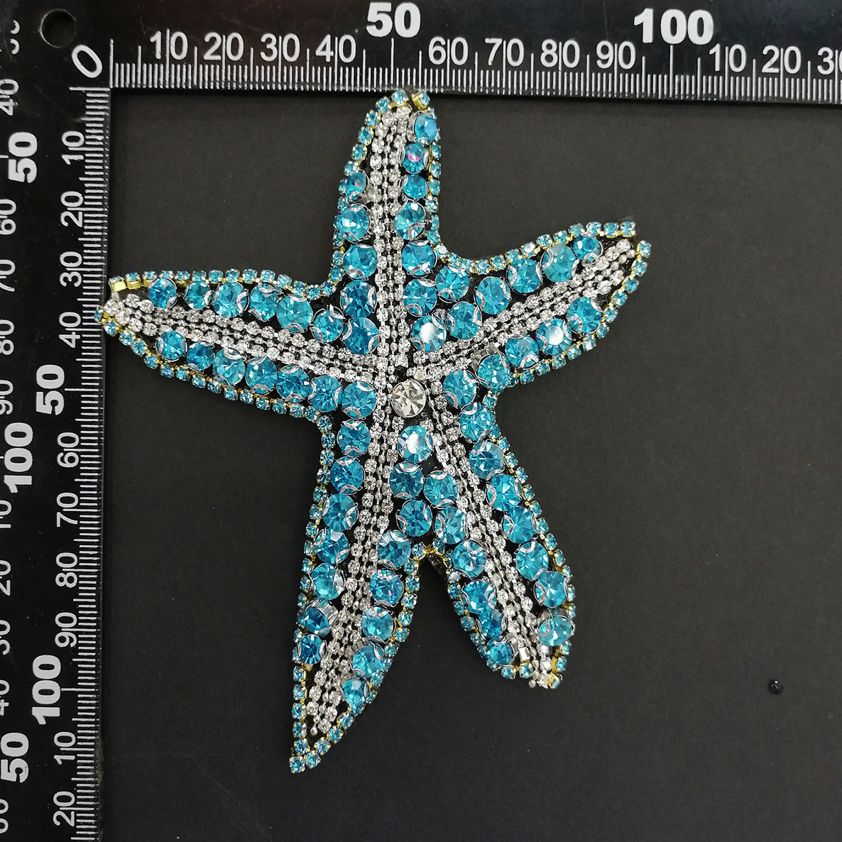 Bling bling sea star rhinestone beaded patch handmade crystal applique patch for clothing