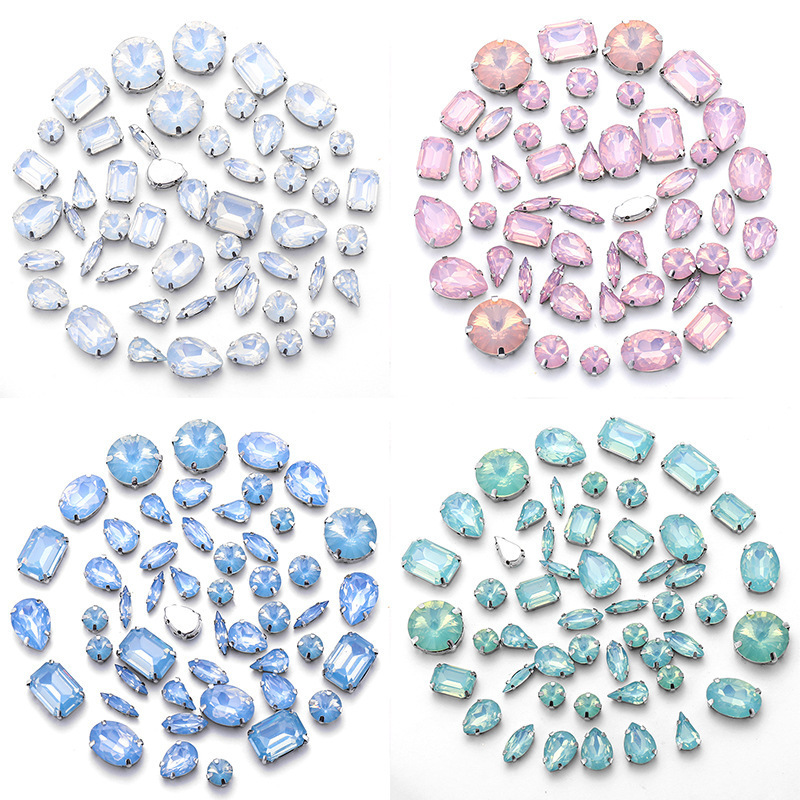 Wholesale Mixed Shape 50pcs Candy Color Rhinestones With Gold Claw Flatback Sewing Craft Accessories Resin Rhinestones With Hole