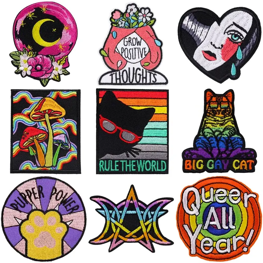 Low MOQ Manufacturer Customized 3D Personalized Embroidery Patches Heat Press Sew On Iron On Glue Backside Embroidered Patches