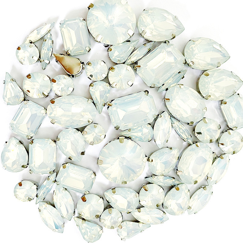 Wholesale Mixed Shape 50pcs Candy Color Rhinestones With Gold Claw Flatback Sewing Craft Accessories Resin Rhinestones With Hole