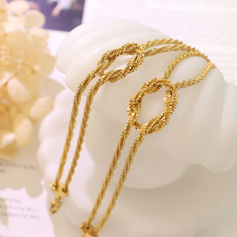 Glitter loveknot bow knotted chain bracelet stainless steel 18k gold plated girls elegant bangle jewelry wholesale in stock