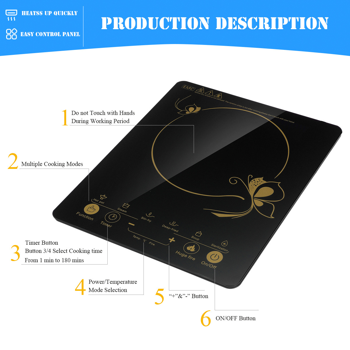 Original Factory Induction Cooker  AC Powered Induction Cooker 220V 2100W