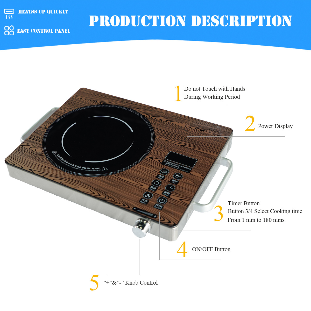 Household Appliance AC Powered Stove 2200w Induction Cooker Hot Plate Electric Stove