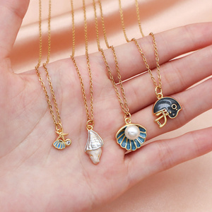 Enamel conch shell seastar Pendant Charm Manufacture Factory Custom Women Jewelry Gold plated stainless steel chain Necklace