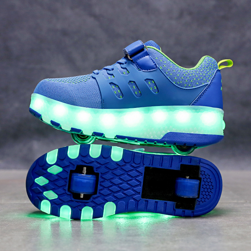 new design kids 2 wheel roller shoes , fashion skate shoe sole with roller , led light up kids  racer roller skate shoes