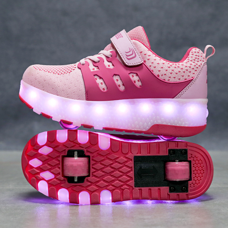 new design kids 2 wheel roller shoes , fashion skate shoe sole with roller , led light up kids  racer roller skate shoes