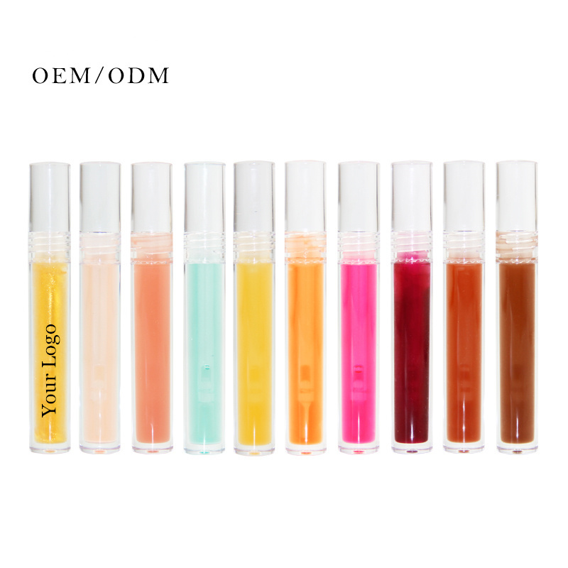 High Quality Gradual Change Tube Lip Oil OEM Private Label Wholesale Lip Oil Moisturizing Pumper Lip Oil Fruit