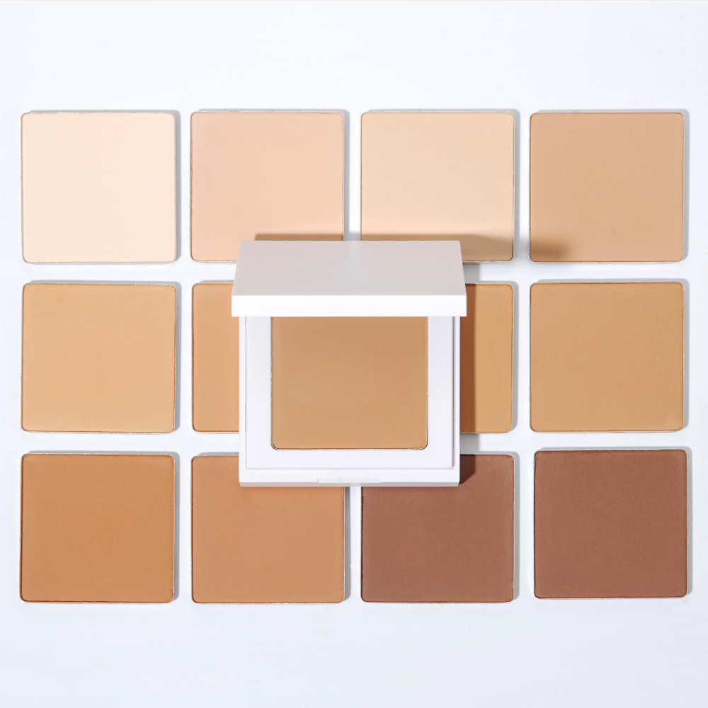 Private Label Vegan Long Lasting 15 Shades Dark Skin Foundation White Compact Pressed Powder