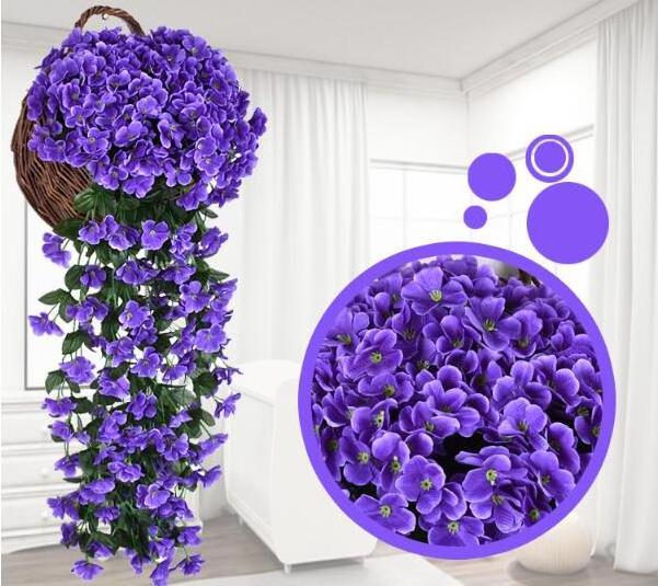 Artificial flower hanging wisteria Artificial rattan flowers household wall hanging purple hanging flowers for home decorations