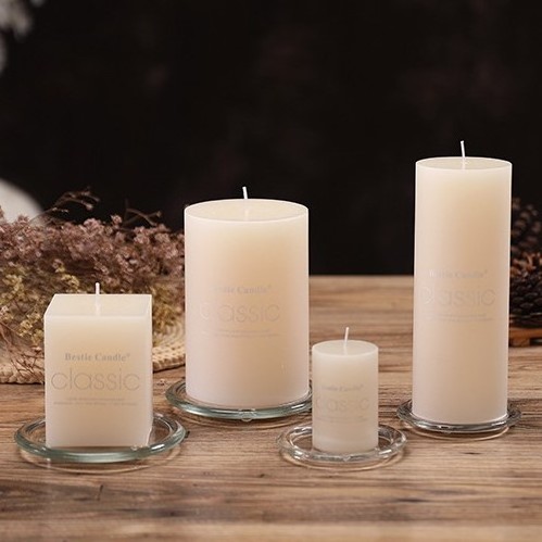 wholesale 42 Hr Smokeless Long Burning Unscented White Classic Pillar Candles for Wedding Dinner Spa Home Party Decor