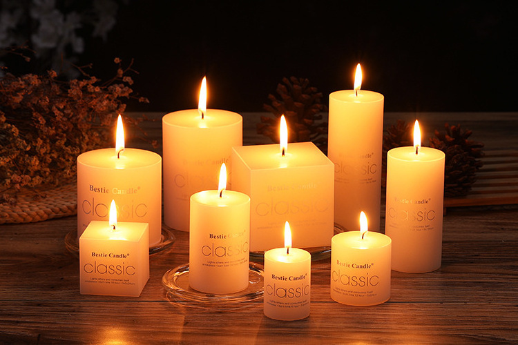 wholesale 42 Hr Smokeless Long Burning Unscented White Classic Pillar Candles for Wedding Dinner Spa Home Party Decor