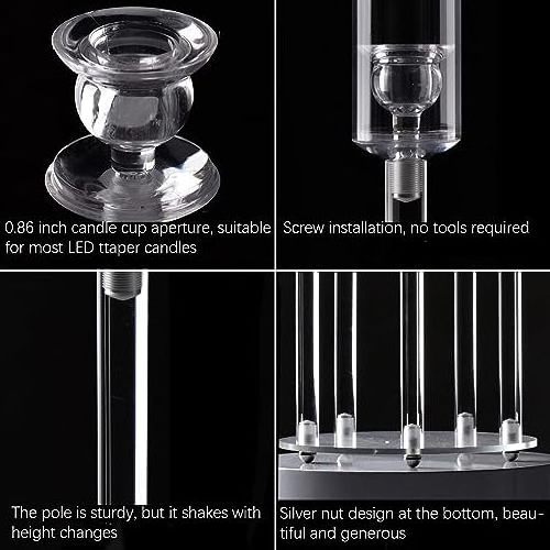 Acrylic Floor Candelabra 5 Arm Taper Candelabra Table Decoration Votive Pillar Fit LED Candle Holders for Home Party Decoration