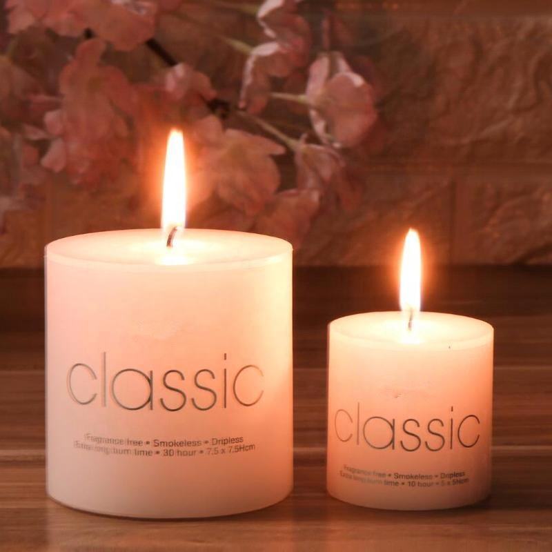 Hot Selling Decoration European Ivory Large Cylinder White Birthday Wedding Classic Smokeless Pillar Candle