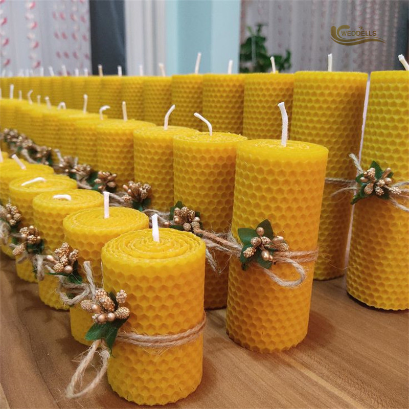 Weddells Decorative Tall Thin Pure Beeswax Candles for Church Prayer, Smokeless No Drip Honey Scented Taper Candles For Birthday