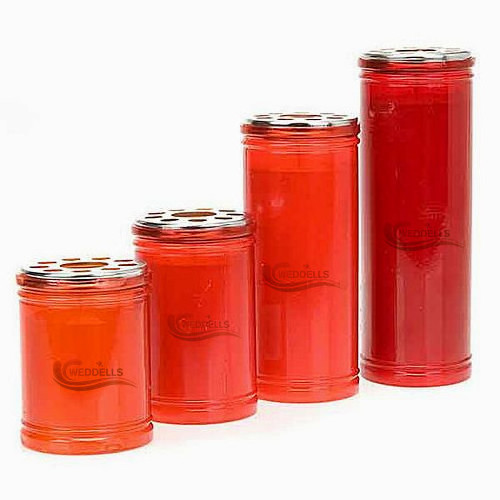 Weddells Decorations Traditional Votive Candle Premium Grave Candle with Lid Red Grave Light Oil Light Lantern Candles