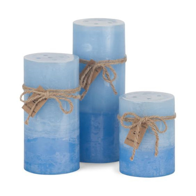 Weddells Custom Romantic Birthday Wedding Candles Roman Blue Pillar Large Candle Wholesale Bulk Ivory White Pillar Wax Candles