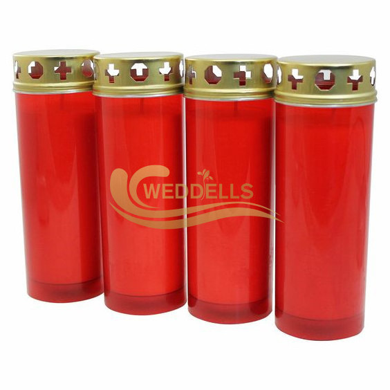 Weddells Decorations Traditional Votive Candle Premium Grave Candle with Lid Red Grave Light Oil Light Lantern Candles