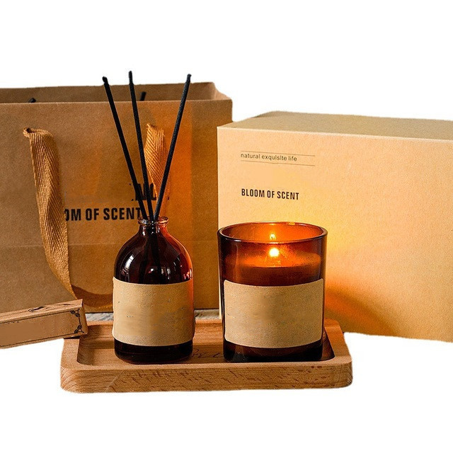 Rattan Stick Perfume Fragrance Custom Candle And Reed Diffuser Containers Set