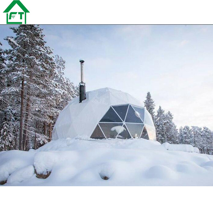 Winter Outdoor Hard Igloo Geodesic Event Dome House Tent With Fireplace Insulation