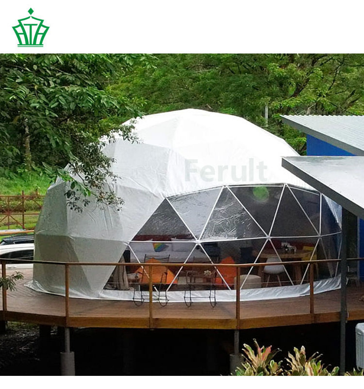 Hotel resort glamping dome tent with skylight top transparent clear top tent