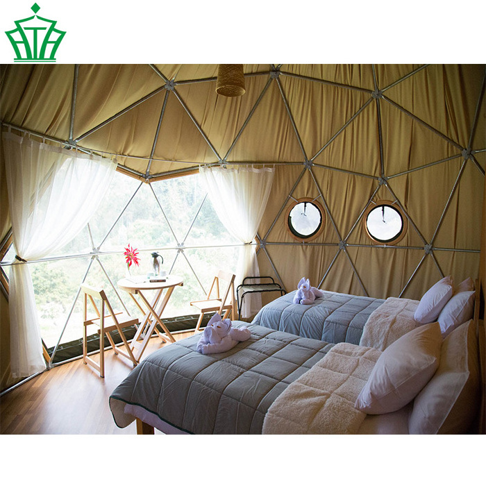 Winter Used Outdoor Geodesic Dome Glamping Tent Camping House Tent with Chimney