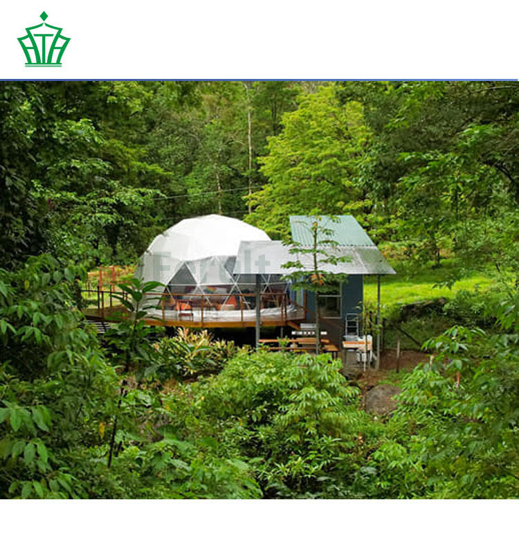 Hotel resort glamping dome tent with skylight top transparent clear top tent