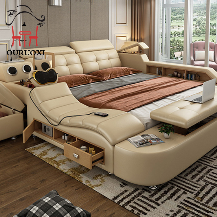 Modern king bed for girls with storage drawers tv esthetician led cheap electric single luxury up-holstered hotel beds