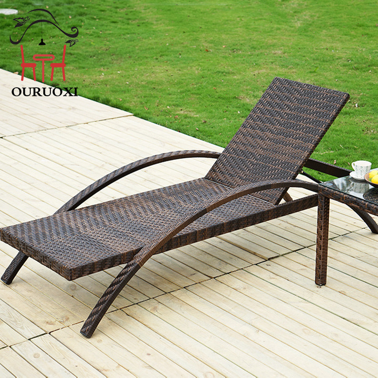 Patio Chaise Lounge Set Aluminum Outdoor Folding Lounge Chair PE Rattan Wicker Adjustable Reclining Lounge Chair