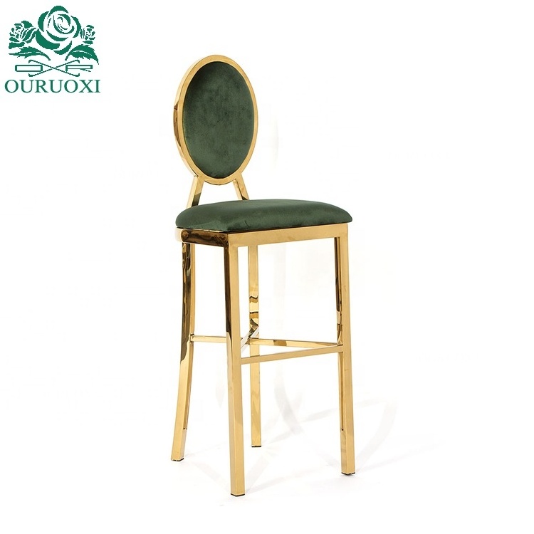 Wholesale event party bar chair golden stainless steel bar stool for heavy people