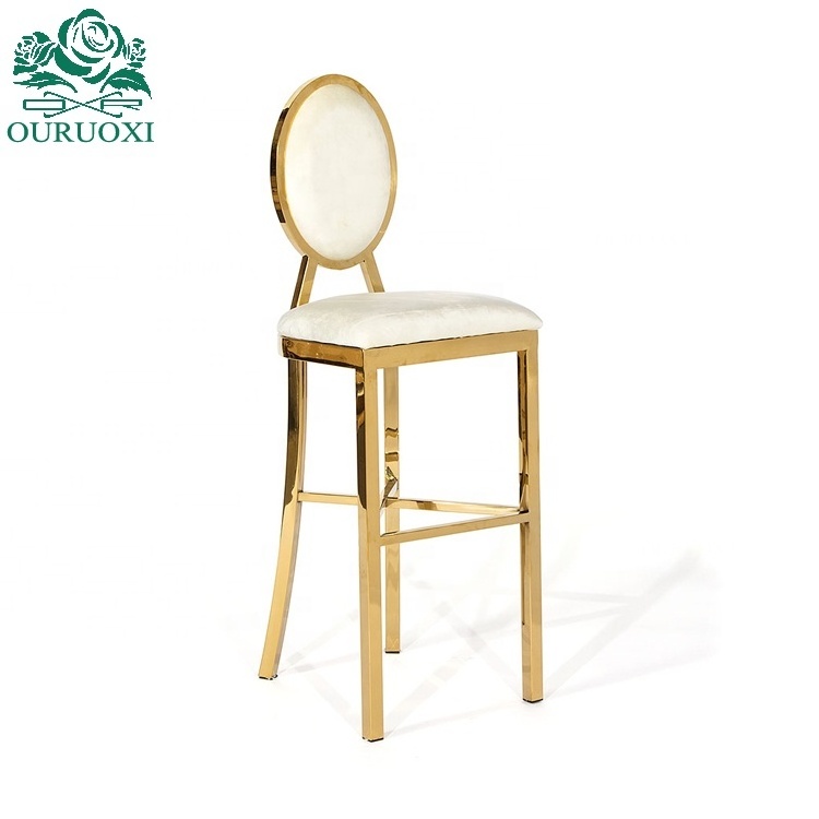 Wholesale event party bar chair golden stainless steel bar stool for heavy people