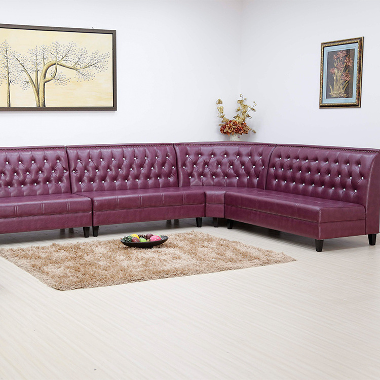 Factory Wholesale Restaurant Furniture U Shape Long Booth Sofa Leather Sofa Modern Leather Upholstered Cafe Booth Seating