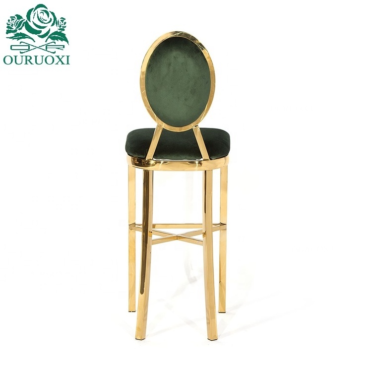 Wholesale event party bar chair golden stainless steel bar stool for heavy people