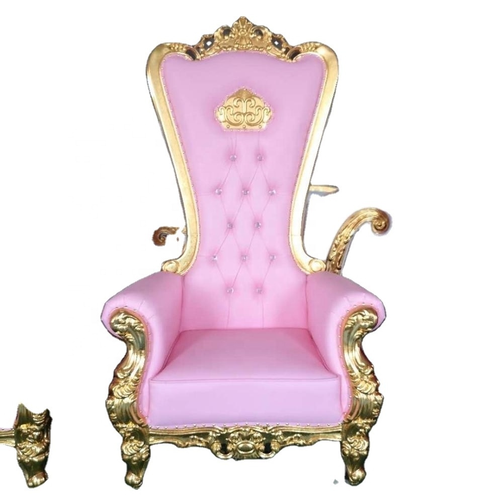 Luxury Royal Cheap King Throne Chair Pink Wedding Chair For Bride And Groom