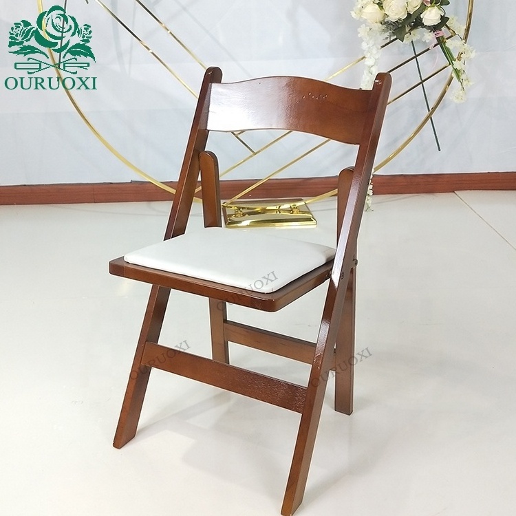 wholesale Factory Price America Padded Brown Wood Resin Folding Chair For Event And Weddings Rental