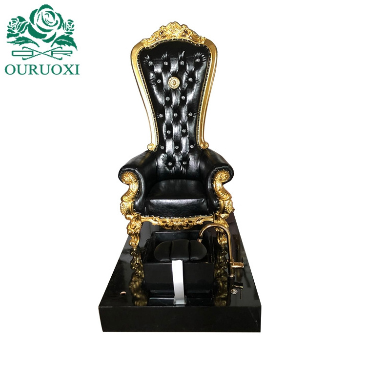 Luxury Royal Design High Back King Queen Throne Wedding Bride And Groom King Throne Chair With Footbath