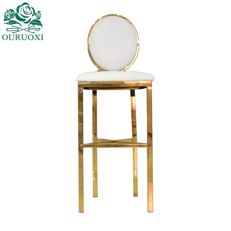 Wholesale event party bar chair golden stainless steel bar stool for heavy people