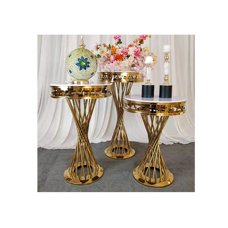 Wedding stainless steel glass metal stand fower table for wedding party