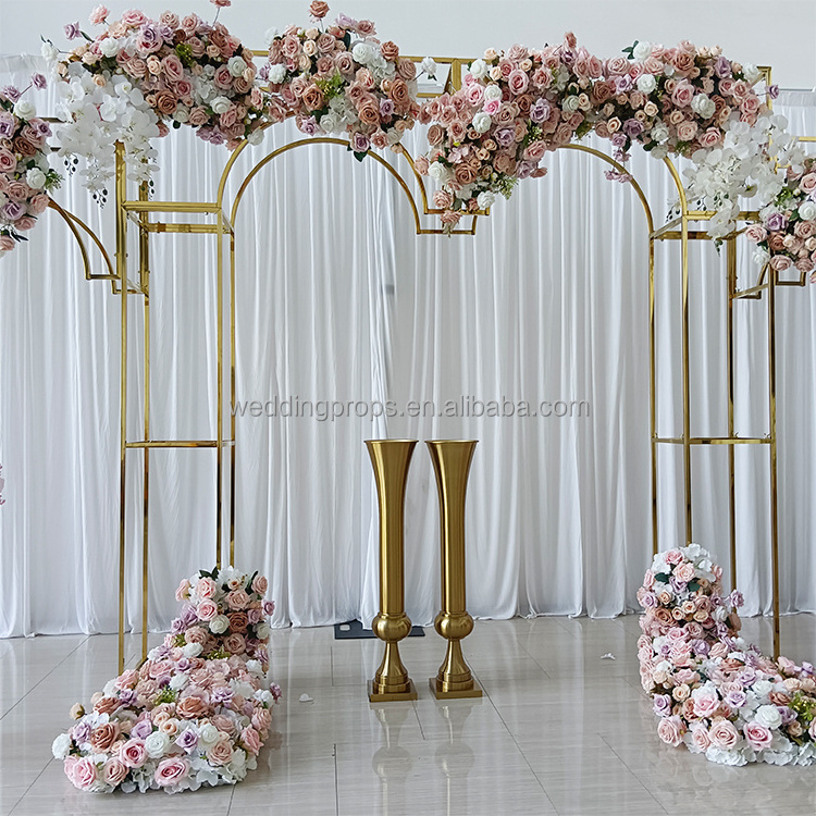 New Arrivals gold metal large flower vase stand wedding prop flower stand center piece flower vase stand