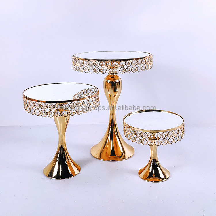 High Quality Mirror Cake Stand Set Crystal Dessert Cake Base Stand Swing Cake Stand for Wedding Birthday Party Decoration