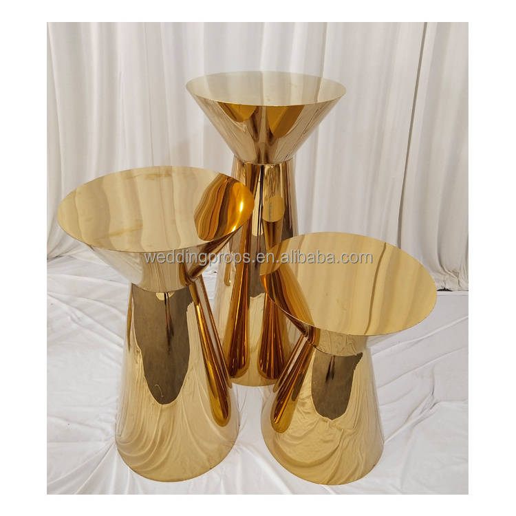 Factory Price Wedding Events Decoration Gold Stainless Steel Round Cake Table