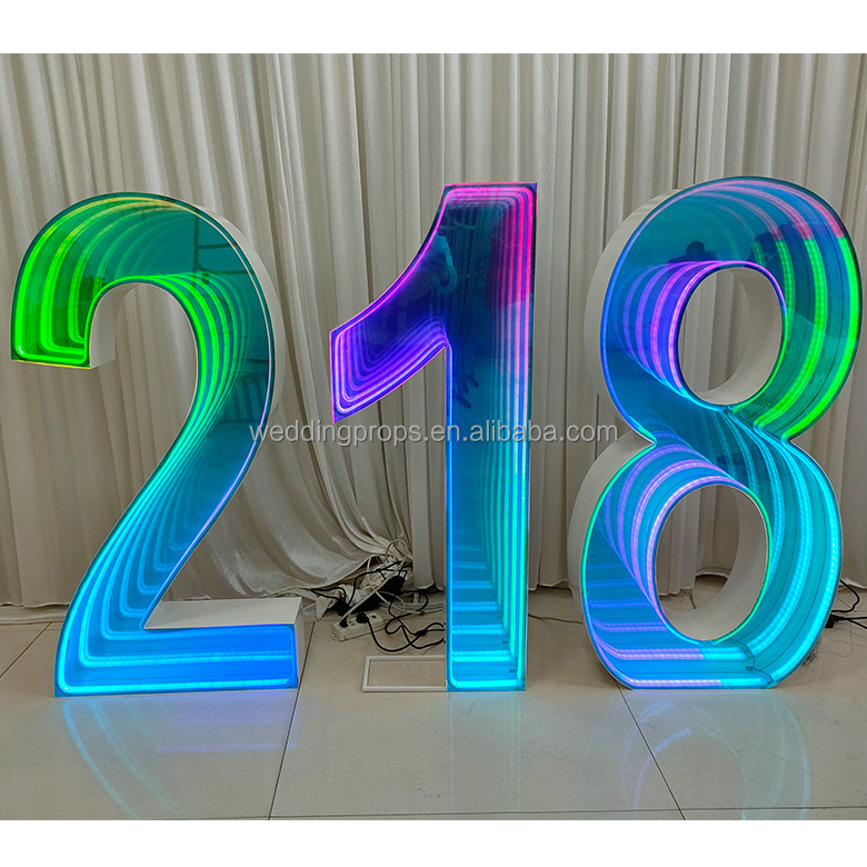 Wedding Party Decor Marquee Lights Letters Infinite Mirror Number Letter