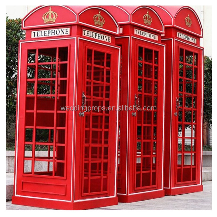 Hot Sell Classical Public Steel Cast Iron Red Telephone Booth Antique Telephone Booth