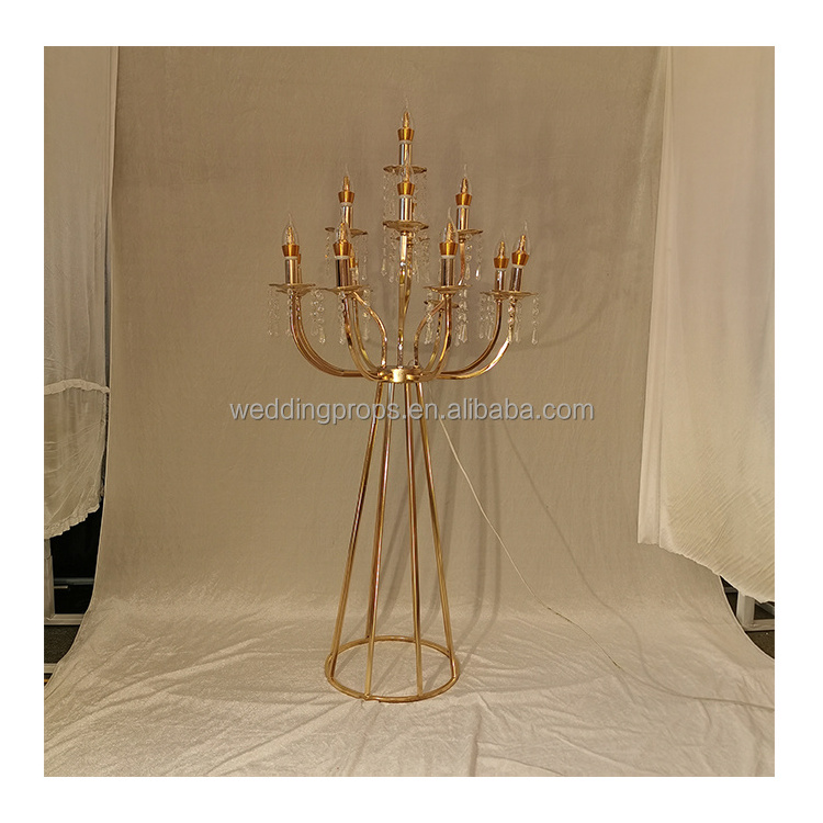 13 Arms Gold candelabra table centerpieces Metal Led Candle Holder Table Centerpiece For Wedding Party Decoration