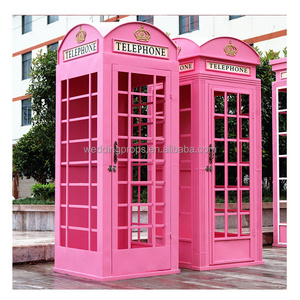 Hot Sell Classical Public Steel Cast Iron Pink Telephone Booth Antique Telephone Booth